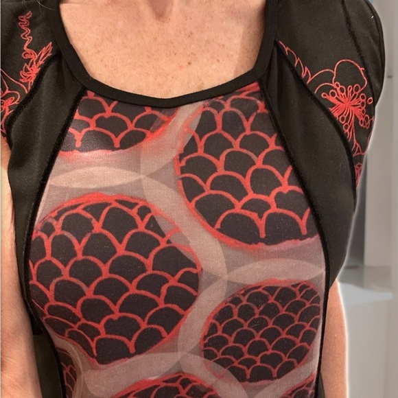 Vintage Red and Black Hexagonal Patterned Dress NWT XL - Picture 1 of 16